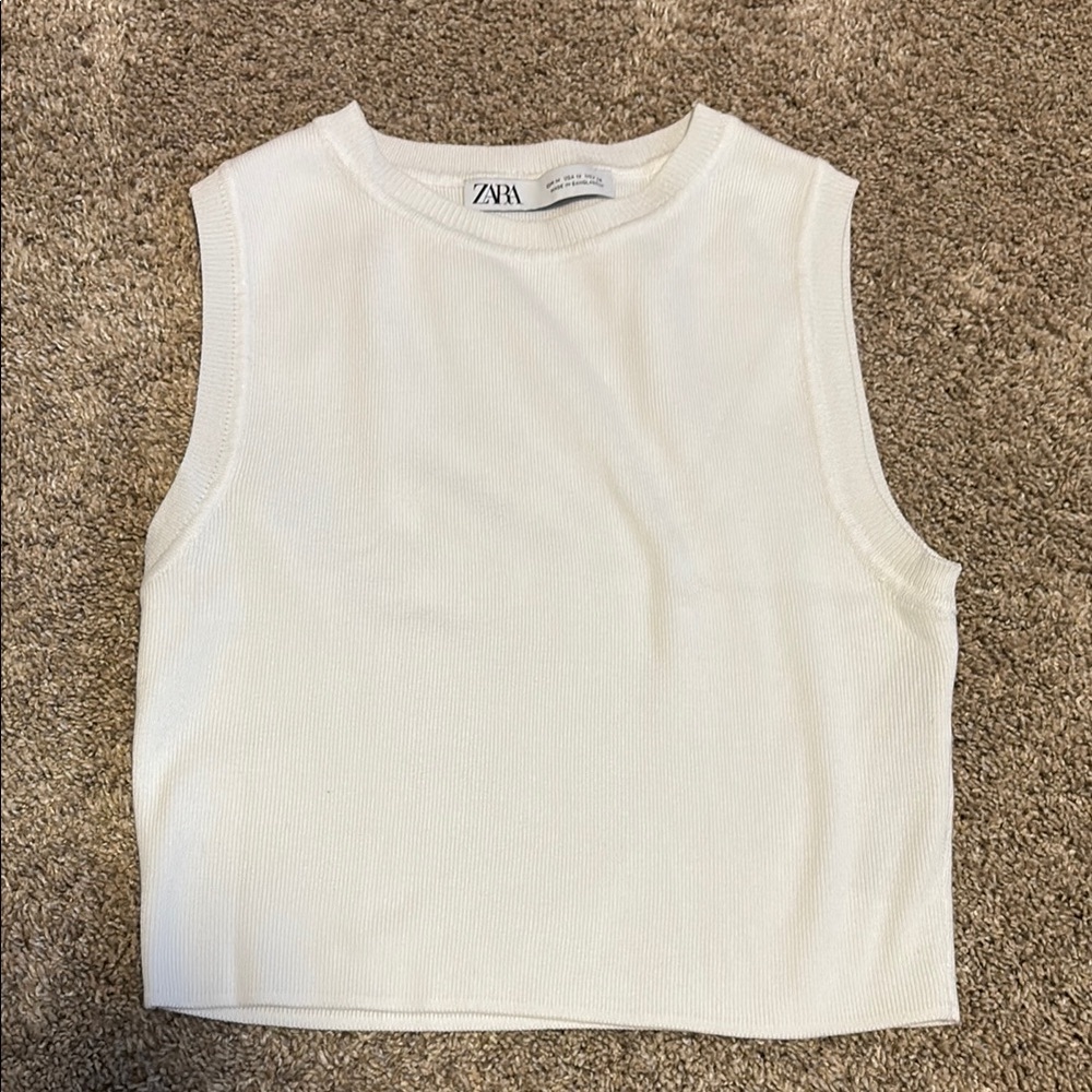 Zara White Sweater Crop Tank